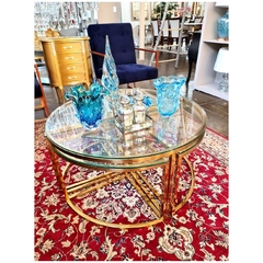 Mesa Auxiliar Moderna Metal Dourado C Vidro Alta Decoração - loja online