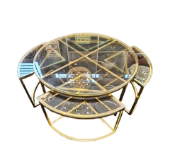 Mesa Auxiliar Moderna Metal Dourado C Vidro Alta Decoração - LUXdécor