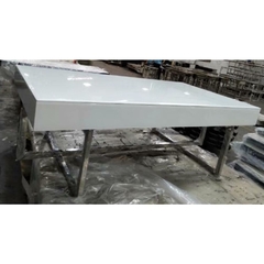 Mesa de Centro Moderno Metal Prateado Tampo Branco