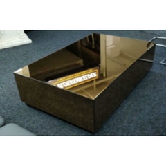 Mesa de Centro Espelhado Dourado Design Retangular Moderno