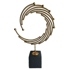 Escultura Decorativa Linhas Circulo Contemporaneo Metal Dourado