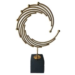 Escultura Menor Decorativa Linhas Circulo Contemporaneo Metal Dourado