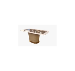 Mesa De Jantar Moderna Metal C Marmore Alta Decoração - comprar online
