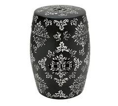 Garden Seat Preto E Branco Ceramica Banco De Jardim