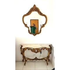 Aparador c Espelho Ouro Envelhecido Entalhes Classicos Marmore na internet