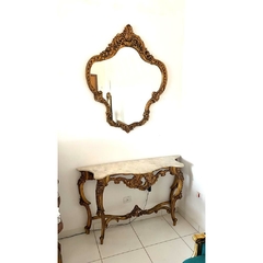 Aparador c Espelho Ouro Envelhecido Entalhes Classicos Marmore