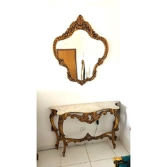 Aparador c Espelho Ouro Envelhecido Entalhes Classicos Marmore - comprar online