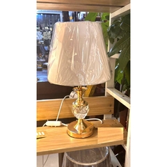 Abajur Decorativo Metal e Cristal Abaulado Cupula Tecido Alta Decoração