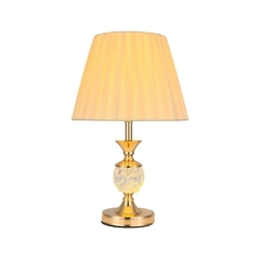 Abajur Decorativo Metal e Cristal Design Classico Cupula Redonda Tecido Luxo