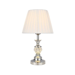 Abajur Decorativo Classico Metal Cromado Cupula Redonda Tecido Fino Acabamento