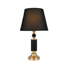 Abajur Decorativo Metal Dourado e Preto Cupula Tecido