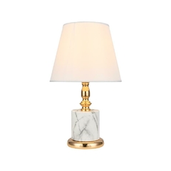 Abajur Moderno Marmorizado Base Detalhes Dourado Redondo - comprar online