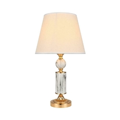 Abajur Metal Dourado e Branco Detalhes Geometricos Cupula Tecido Luxo