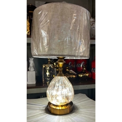 Abajur Decorativo Âmbar Metal Dourado Cupula Tecido Redondo