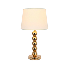 Abajur Moderno Metal Dourado Design Bolas Com Cúpula