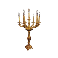 Candelabro Grande Folhado a Ouro Estilo Clássico Todo Trabalhado