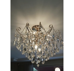 Lustre Braços Prateados Com Pingentes Cristal Elegante - comprar online