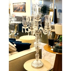 Candelabro 5 Pontas Cristal Lapidado Losango Classico Base Finos Detalhes