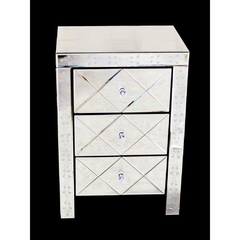 Mesa Cabeceira Espelhado Cristal Bisotê Diagonais - comprar online