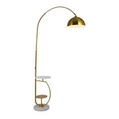 Abajur Luminaria de Chão Mesinha Carregador Metal e Marmore Luxo Acabamento Moderno Carregador por Indução