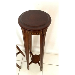 Par de Suporte de Floreiro Redondo Imbuia Marchetada Classico Fino Design na internet