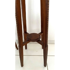 Par de Suporte de Floreiro Redondo Imbuia Marchetada Classico Fino Design - loja online