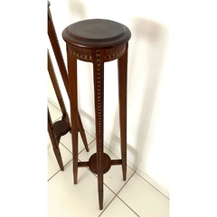 Imagem do Par de Suporte de Floreiro Redondo Imbuia Marchetada Classico Fino Design