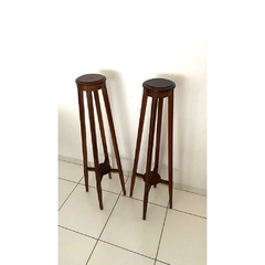 Par de Suporte de Floreiro Redondo Imbuia Marchetada Classico Fino Design na internet
