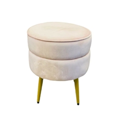 Puff Banco Clean Rosé Pés Palito Metal Dourado - comprar online