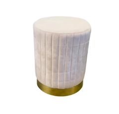 Puff Redondo Moderno Tecido Nobre Textura Listrada - comprar online