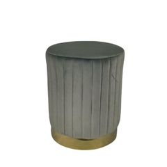 Puff Redondo Moderno Tecido Nobre Textura Listrada Cinza - comprar online