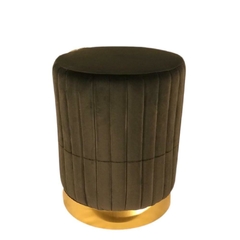 Puff Redondo Moderno Tecido Nobre Textura Listrada Marrom - comprar online