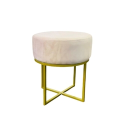Banqueta Rosê Base Metal Dourado C Tecido Revestido na internet