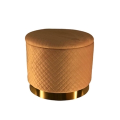 Puff Moderno Base Metal Dourado Tecido Texturizado - comprar online