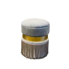 Puff Moderno Cinza Metal Dourado C Franjas - comprar online
