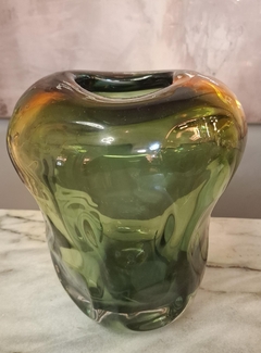 Vaso Decorativo Murano Todo Ondulado Verde Design Moderno - comprar online