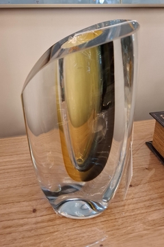 Vaso Murano Âmbar e Marrom com Borda Transparente - comprar online