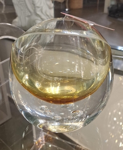 Vaso Decorativo Murano Âmbar Borda Dupla Transparente - comprar online