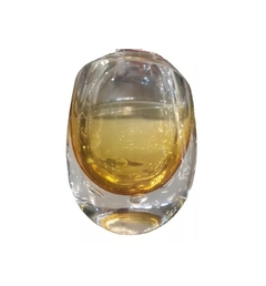 Vaso Decorativo Murano Âmbar Borda Dupla Transparente