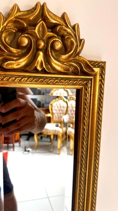 Espelho de Parede Decorativo Estreito Classico Ouro Envelhecido