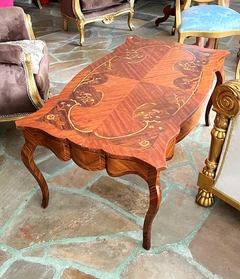 Mesa De Centro Luiz Xv Madeira Marchetado Imbuia Belissima na internet
