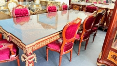 Mesa De Jantar Imponente Bronze Marchetaria Sob Madeira Luxo
