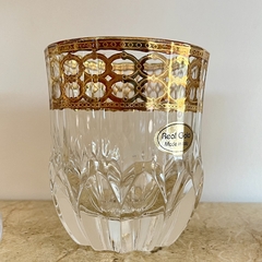 Conj Copos Whisky Cristal Italiano Lapidado Ouro Prensado Circulos Fino Design - comprar online