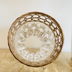 Conj Copos Whisky Cristal Italiano Lapidado Ouro Prensado Circulos Fino Design - LUXdécor