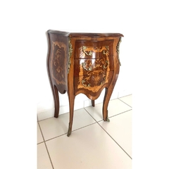 Par Mesa de Cabeceira Madeira Maciça Com Marquiterrie e Apliques de Bronze 3 Gavetas - loja online