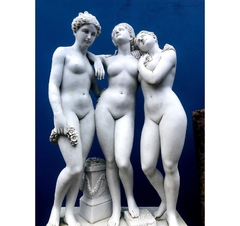 Imagem do Escultura 03 Damas Mármore Branco 155cm Esculpido A Mão