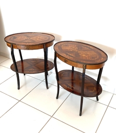 Par De Mesas De Canto Oval Classico Original Luiz Xv Luxuosa