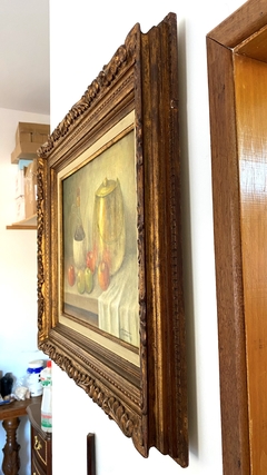 Imagem do Quadro Oleo Sobre Tela Natureza Morta Ass. Moldura Classica