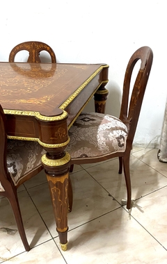 Mesa De Jantar Classico Europeu Madeira De Lei Marchetaria na internet