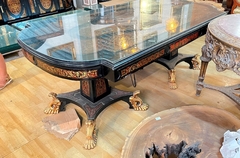 Mesa De Jantar Madeira Maciça Boulle Casco Incrustado Luxo - comprar online